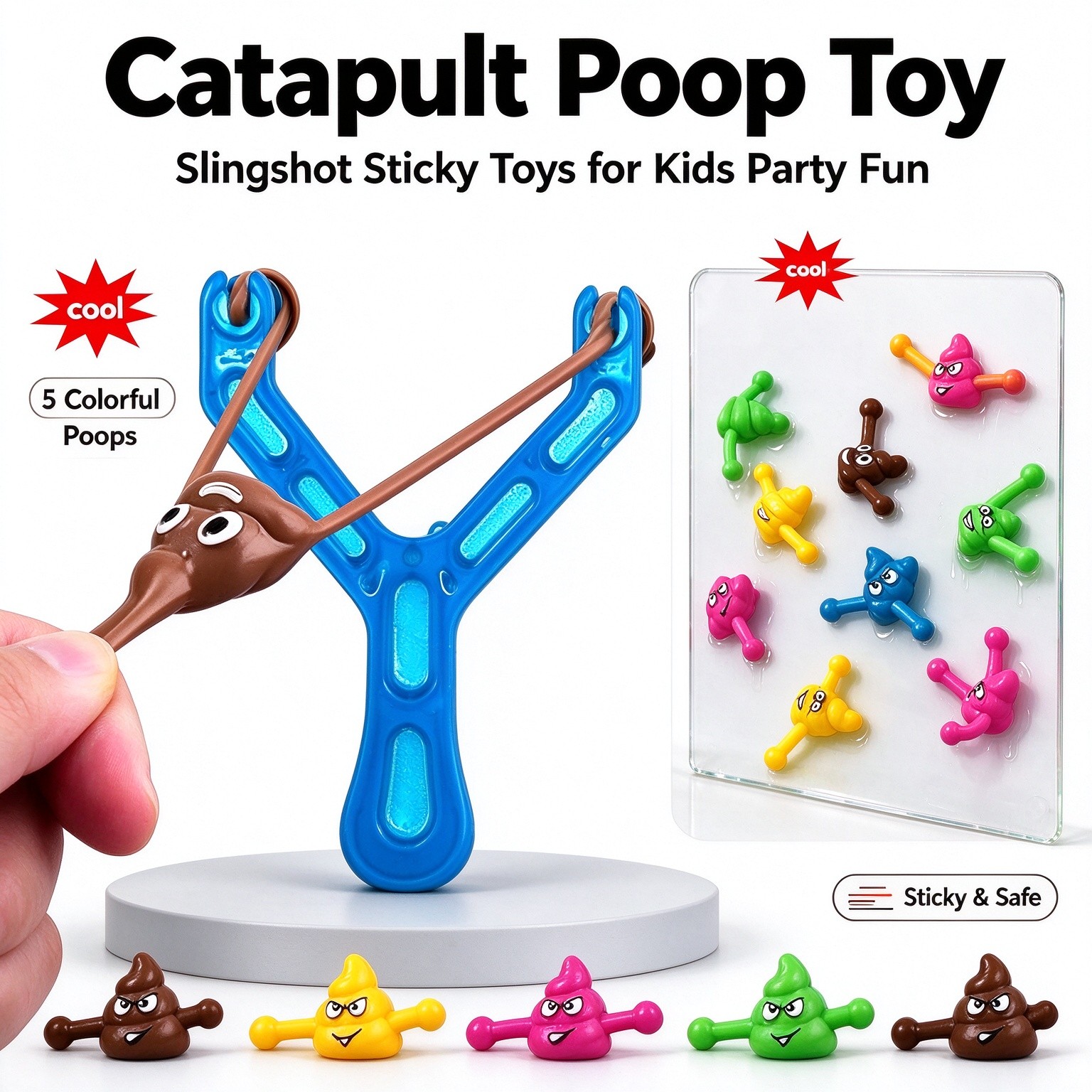 Fake Poop Gag Gift - 5개입, 가짜 똥 발사기, 재미있는 장난용품,