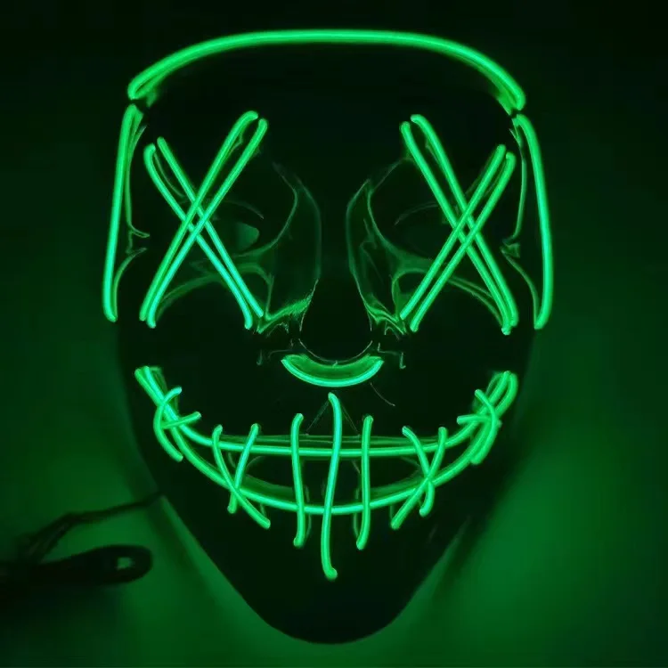 Led Purge Mask Halloween - 성인용, 어린이용 할로윈 네온 LED 퓨르지