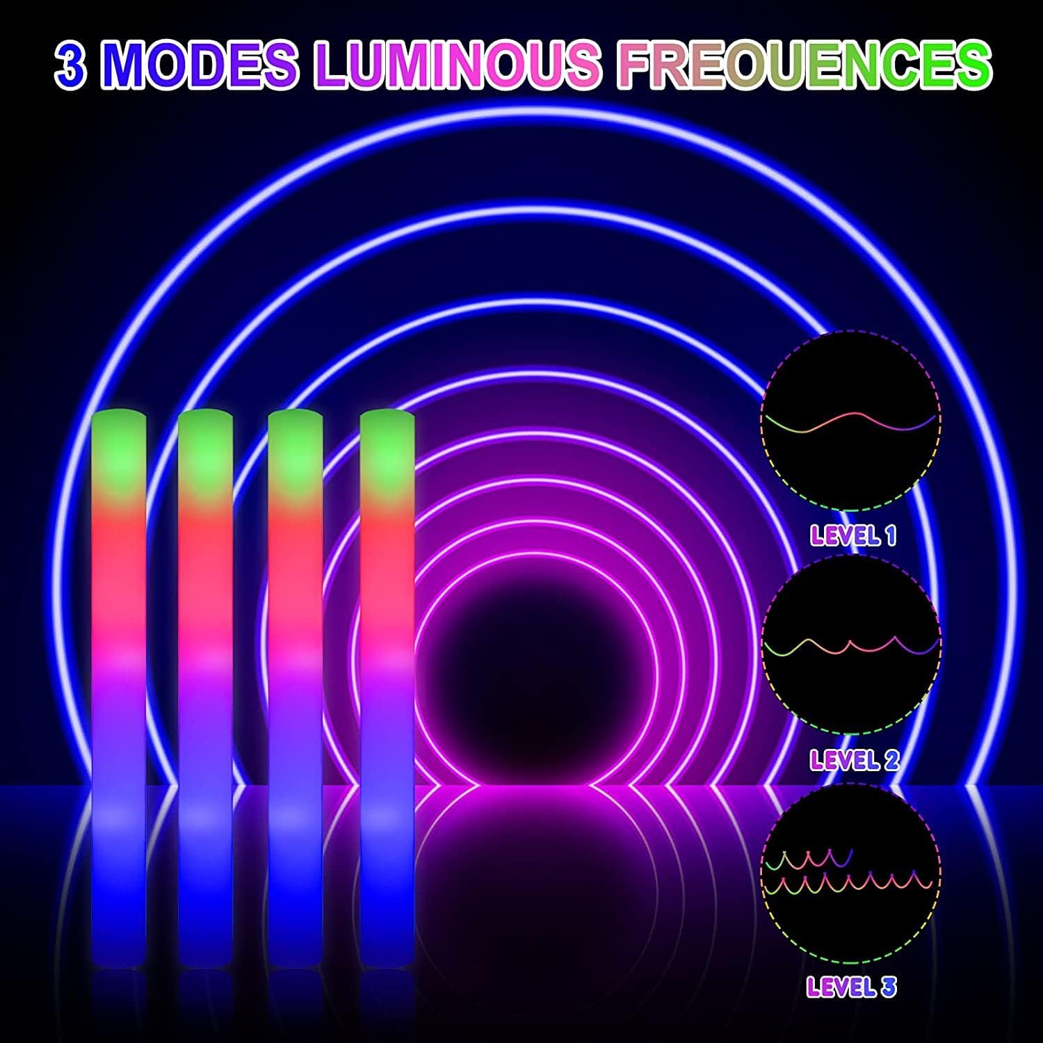 42개들이 다채로운 RGB 발광 폼 스틱, 깜박이는 L - Flashing Led Foam Sticks Party 리뷰 및 가격