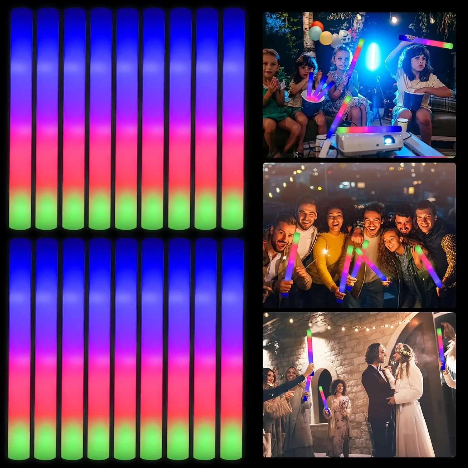 3Z-50개 LED 폼 글로우 스틱 크리스마스 웨딩용  - Flashing Led Foam Sticks Party 리뷰 및 가격