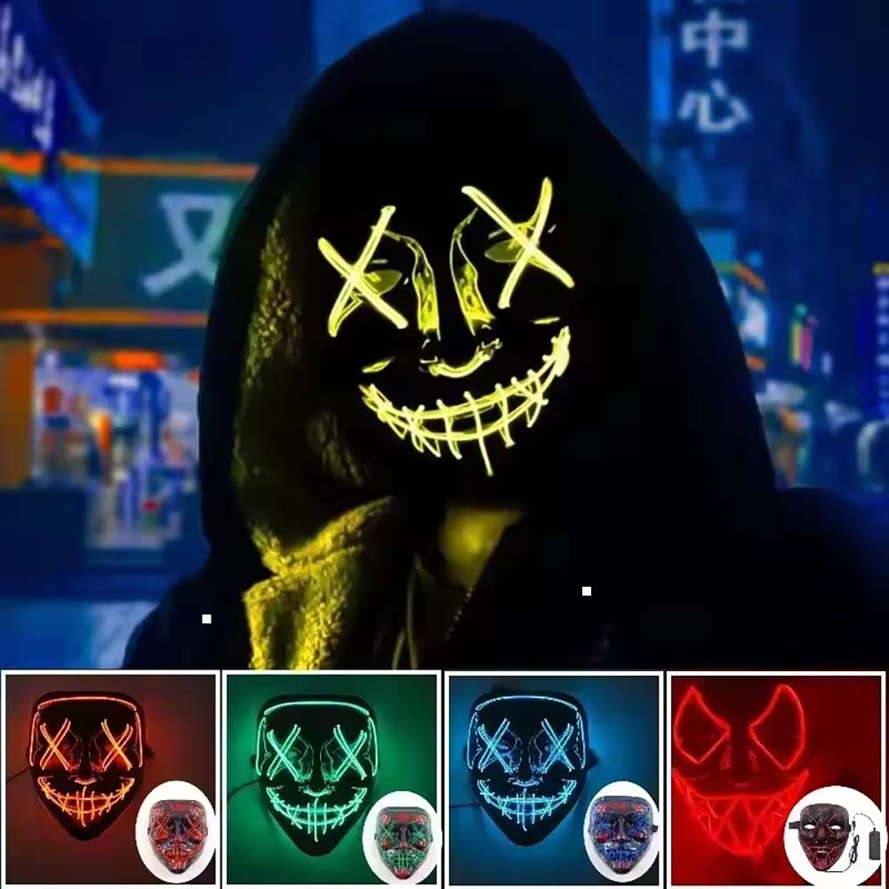 무선 네온 LED 발광 마스크, 어둠 속에서 빛나는 코 - Led Purge Mask Halloween 리뷰 및 가격