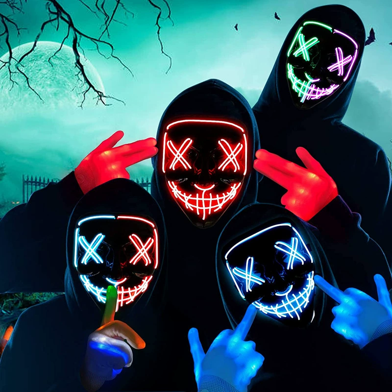 무선 네온 LED 발광 마스크, 어둠 속에서 빛나는 코 - Led Purge Mask Halloween 리뷰 및 가격