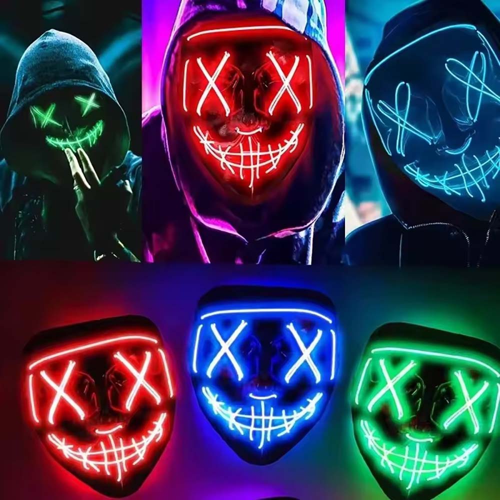 무선 네온 LED 발광 마스크, 어둠 속에서 빛나는 코 - Led Purge Mask Halloween 리뷰 및 가격
