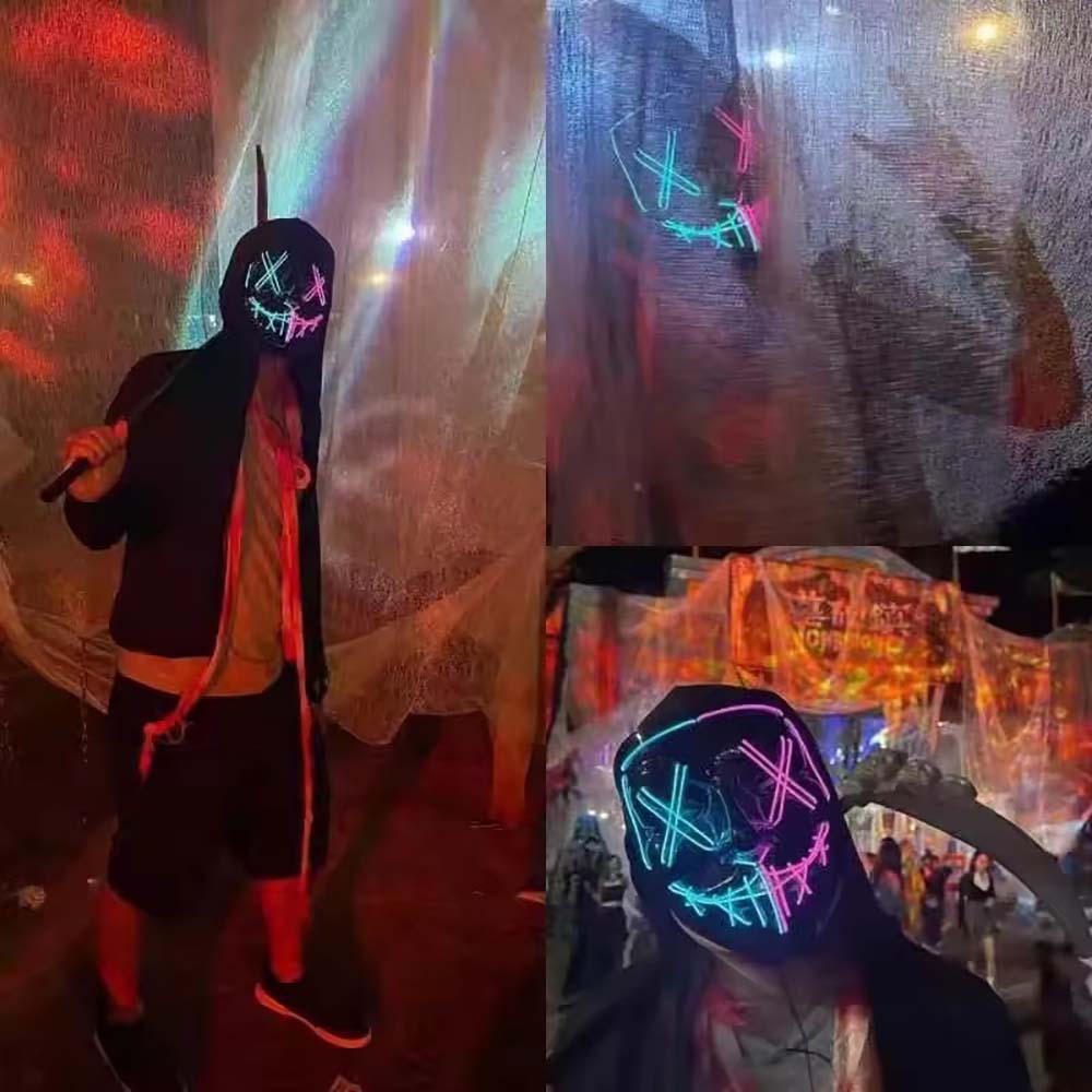 무선 네온 LED 발광 마스크, 어둠 속에서 빛나는 코 - Led Purge Mask Halloween 리뷰 및 가격