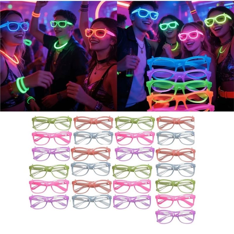 WCS 야광 안경 20개 세트, 렌즈 없는 프레임, 파 - Glow In The Dark Party Glasses 리뷰 및 가격