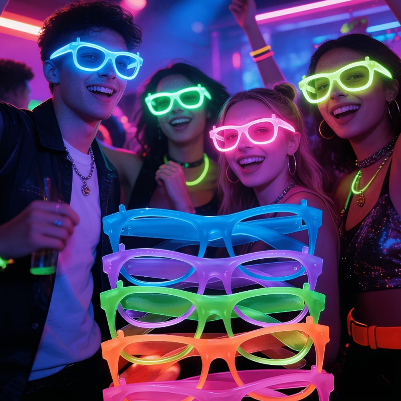 2/24개 야광 네온 안경 (렌즈 없음) 발광 안경 프 - Glow In The Dark Party Glasses 리뷰 및 가격