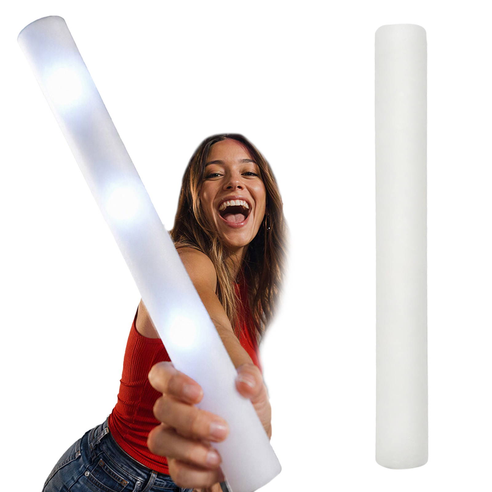 재사용 가능한 흰색 폼 소재 LED 야광봉, 48cm  - Flashing Led Foam Sticks Party 리뷰 및 가격