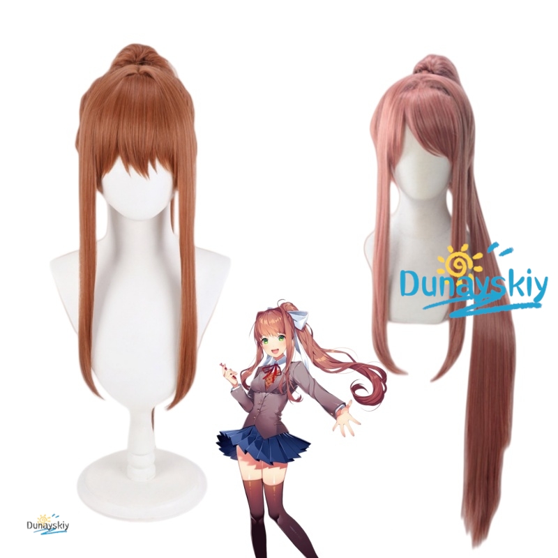 DDLC 모니카 캐릭터 코스프레 가발 긴 자연스러운 포 - Anime Cosplay Wig Heat Resistant 리뷰 및 가격